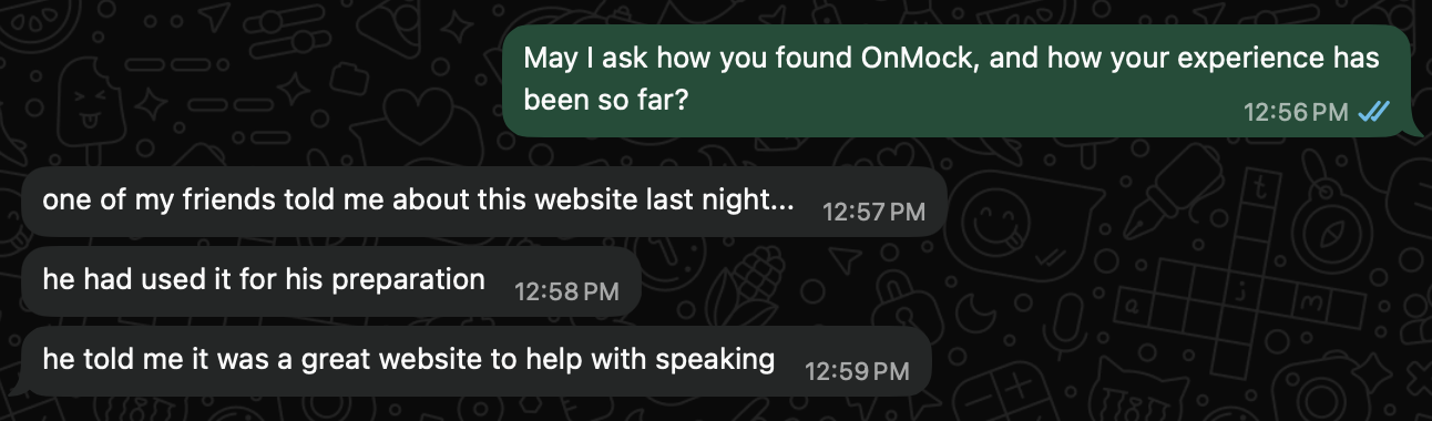 OnMock IELTS Practice feedback from Abir